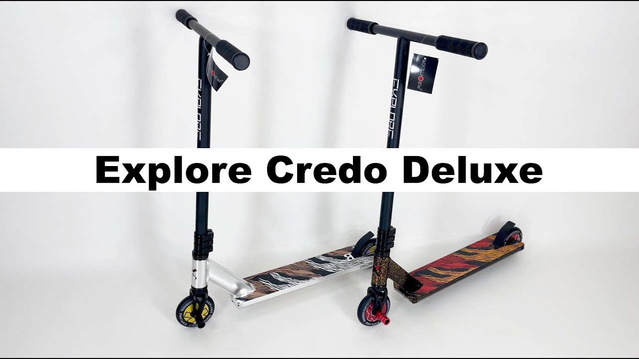 Трюковый самокат Explore Credo Deluxe 2021 | Детский прыжковый самокат, 110 мм, HIC