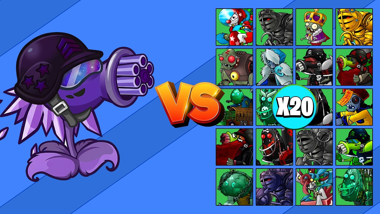 TIRADOR DE AMETRALLADORA INMORTAL SÚPER DEFINITIVO vs TODOS LOS ZOMBIES X20 | PvZ Fusion