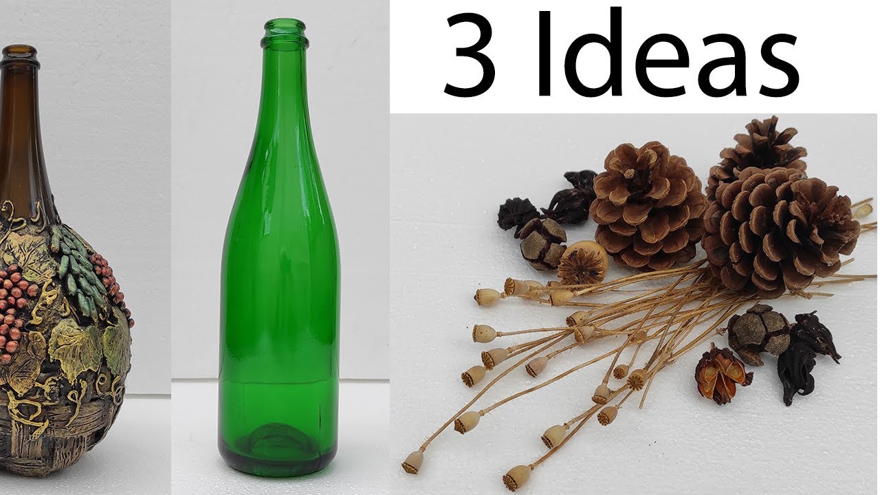 3 Best Bottle Art ideas. Incredible Bottle decoration with natural materials