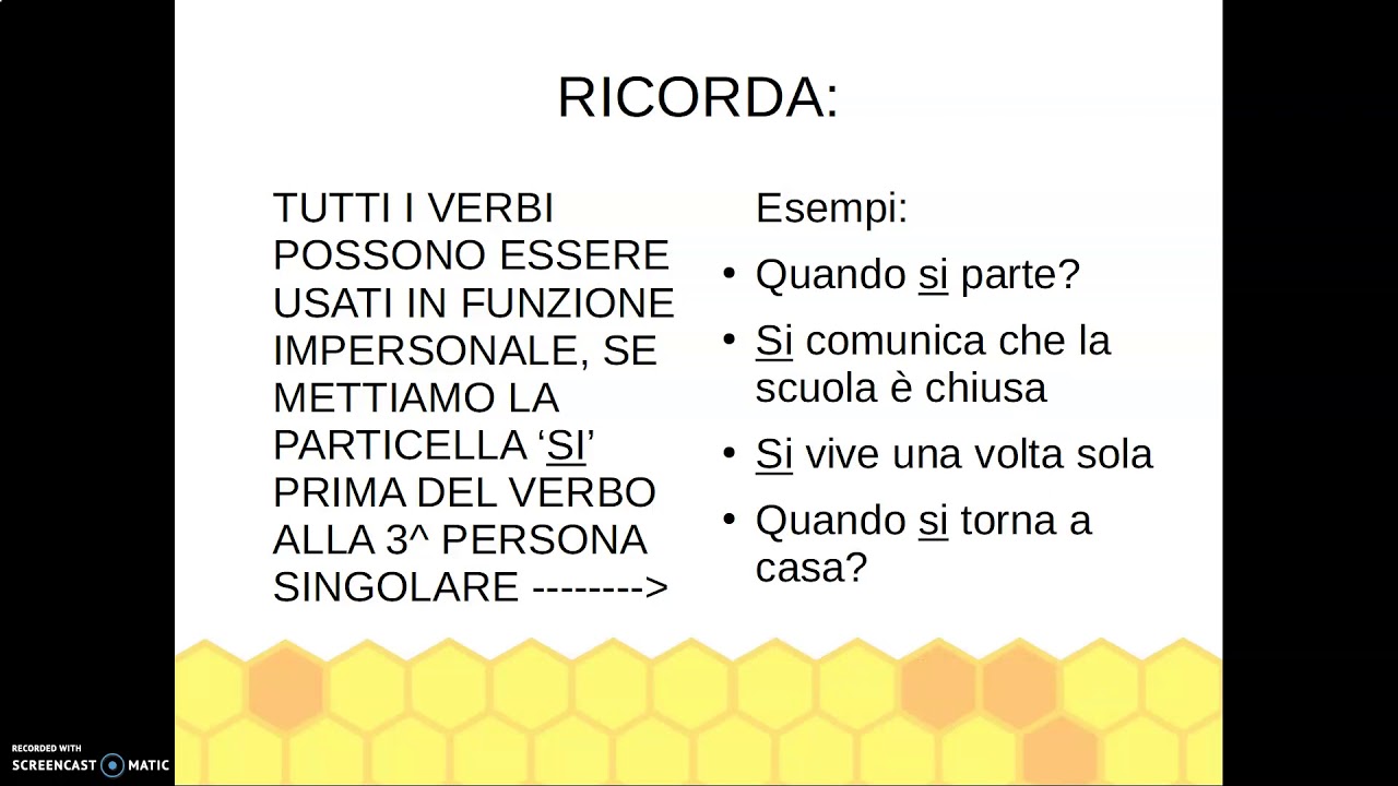 I verbi personali e impersonali