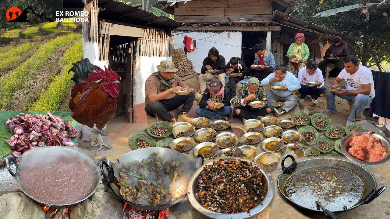 Nepali Traditional Food Gundruk Dhido Local Chicken Soup in Organic Nepali Village Morang Kerabari