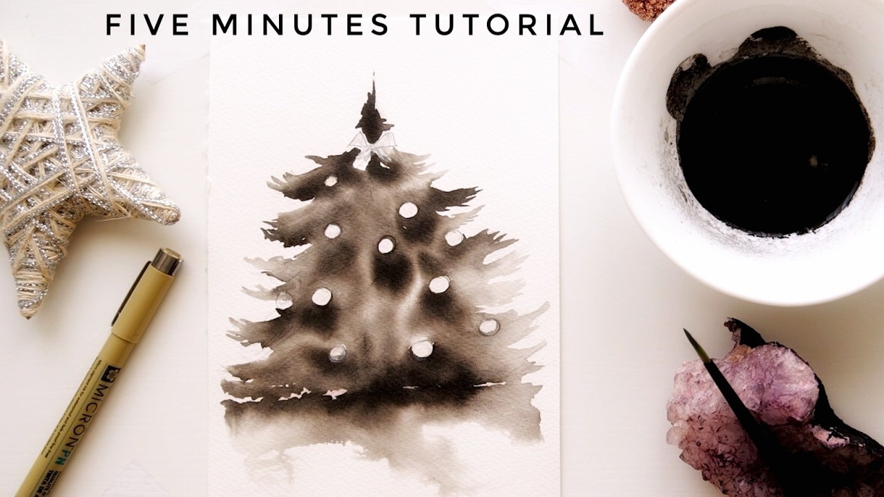 Painting a CHRISTMAS TREE with Watercolor Ink in 5 Minutes is Easier Than You Think!