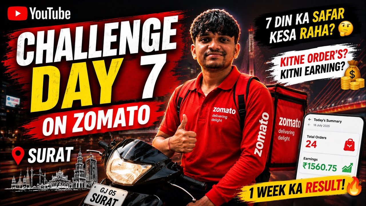 CHALLENGE DAY 7/7 ZOMATO. HOW MUCH WEEKLY EARNING?? 🤑🤩#kartiiiikvlogs_13 #zomatopartner 