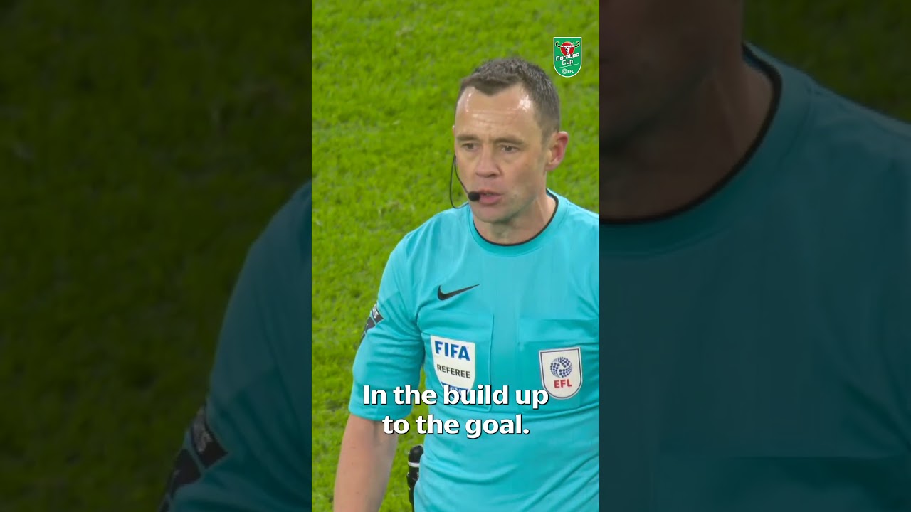 A first for VAR in English Football! 🎙️ #efl #carabaocup #VAR #Liverpool #tottenham