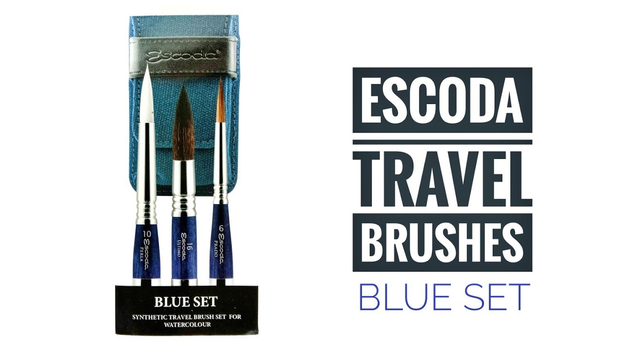 Watercolor Travel Brushes - Escoda Synthetic Blue Set
