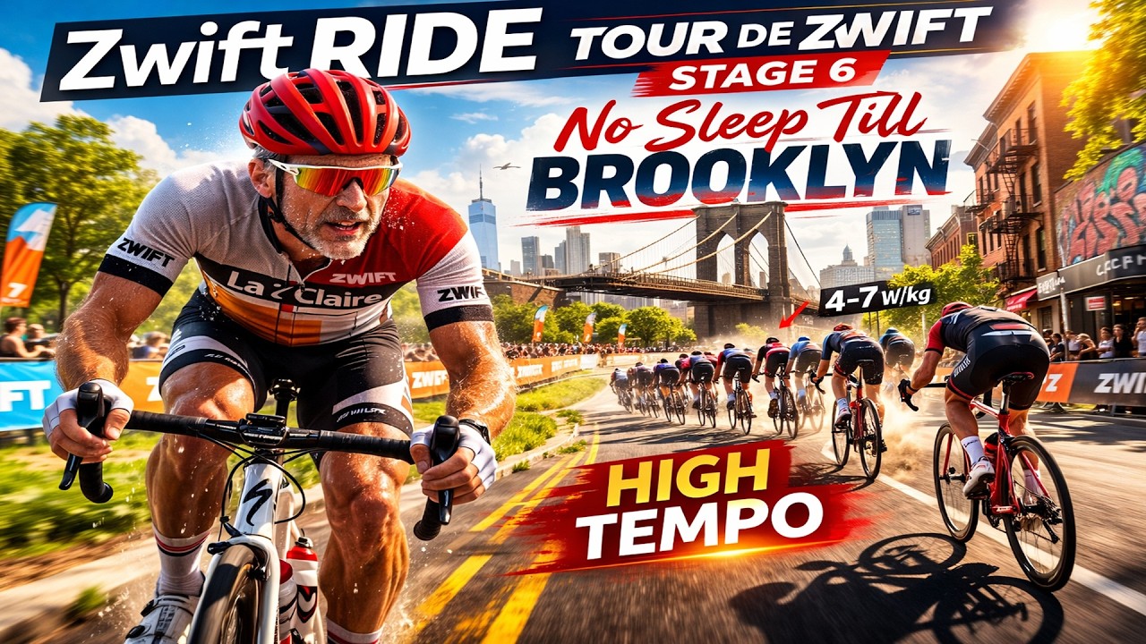 Zwift Ride – Tour de Zwift Stage 6: No Sleep Till Brooklyn (B Category) | Relentless Tempo Attack