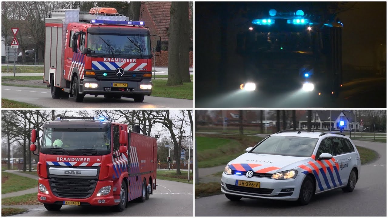 Brandweer en Politie met spoed in en rondom Eibergen op nieuwjaarsdag