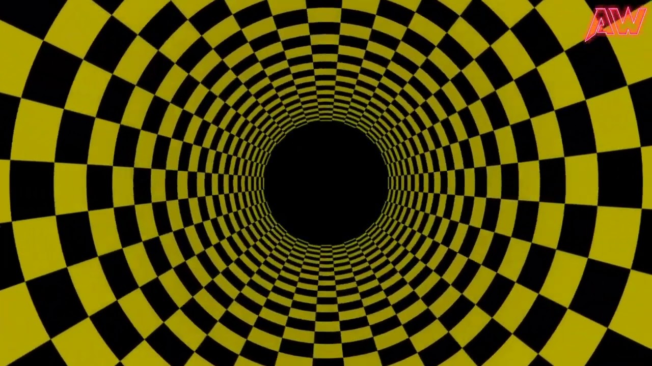 Yellow and Black Endless Tunnel Checkerboard Pattern  Perspective Illusion | Video Background Loop