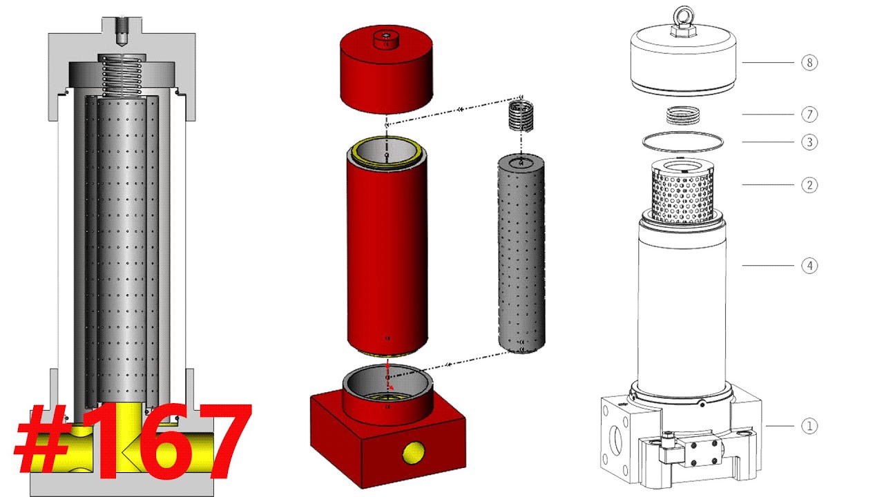 Solidworks Exercise #167 hydraulic oil filter