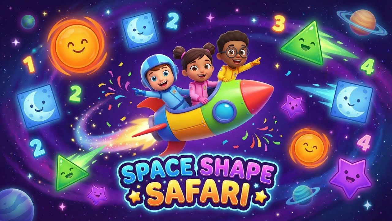 Space Shape Safari | Shapes Song | 3D Educational Kids Rhyme | Space Adventure Rhyme for Kids