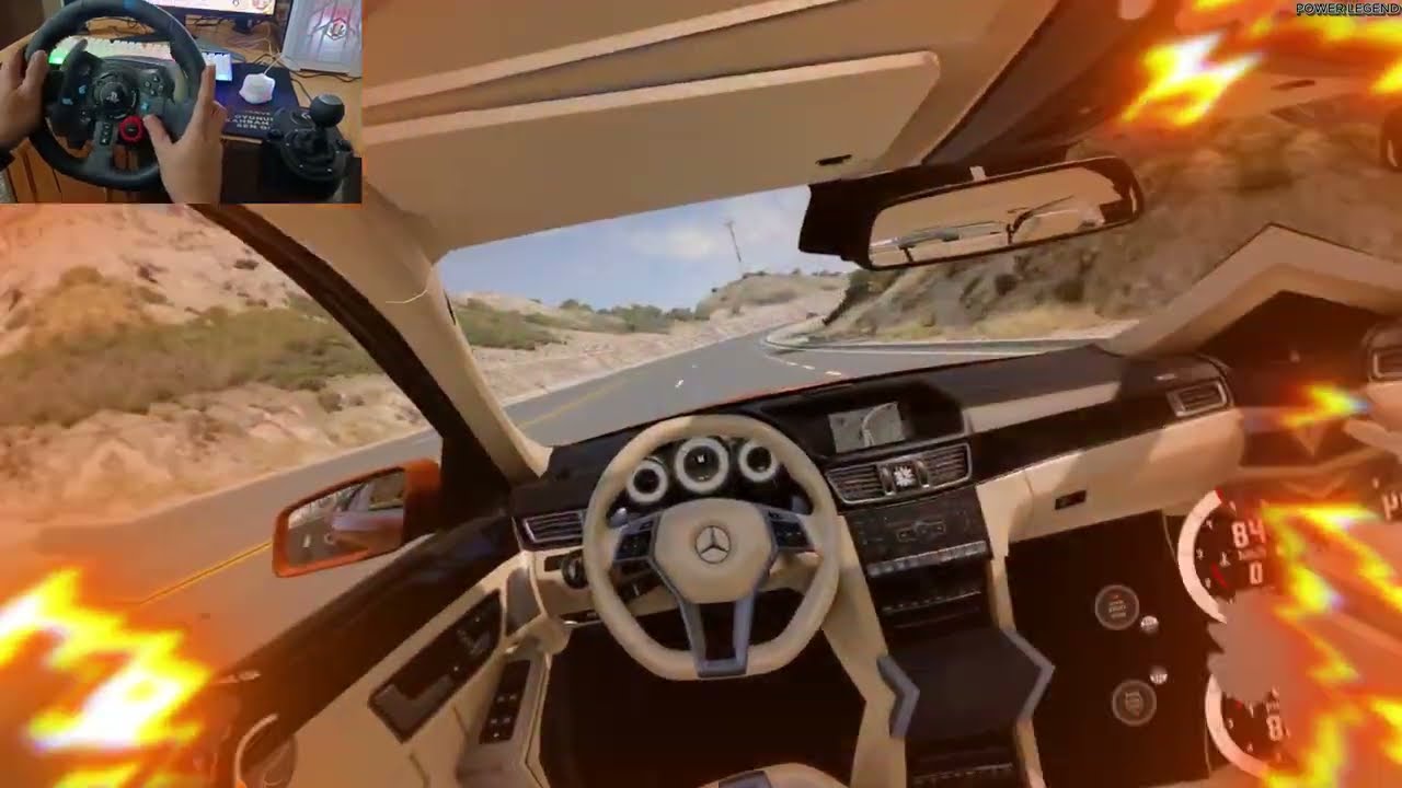 ! Mercedes E400 crashes under the control of a Logitech G29