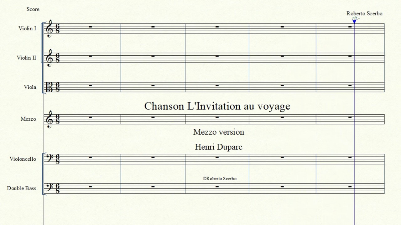Chanson L'invitation au voyage   Mezzo Orch vers H Duparc