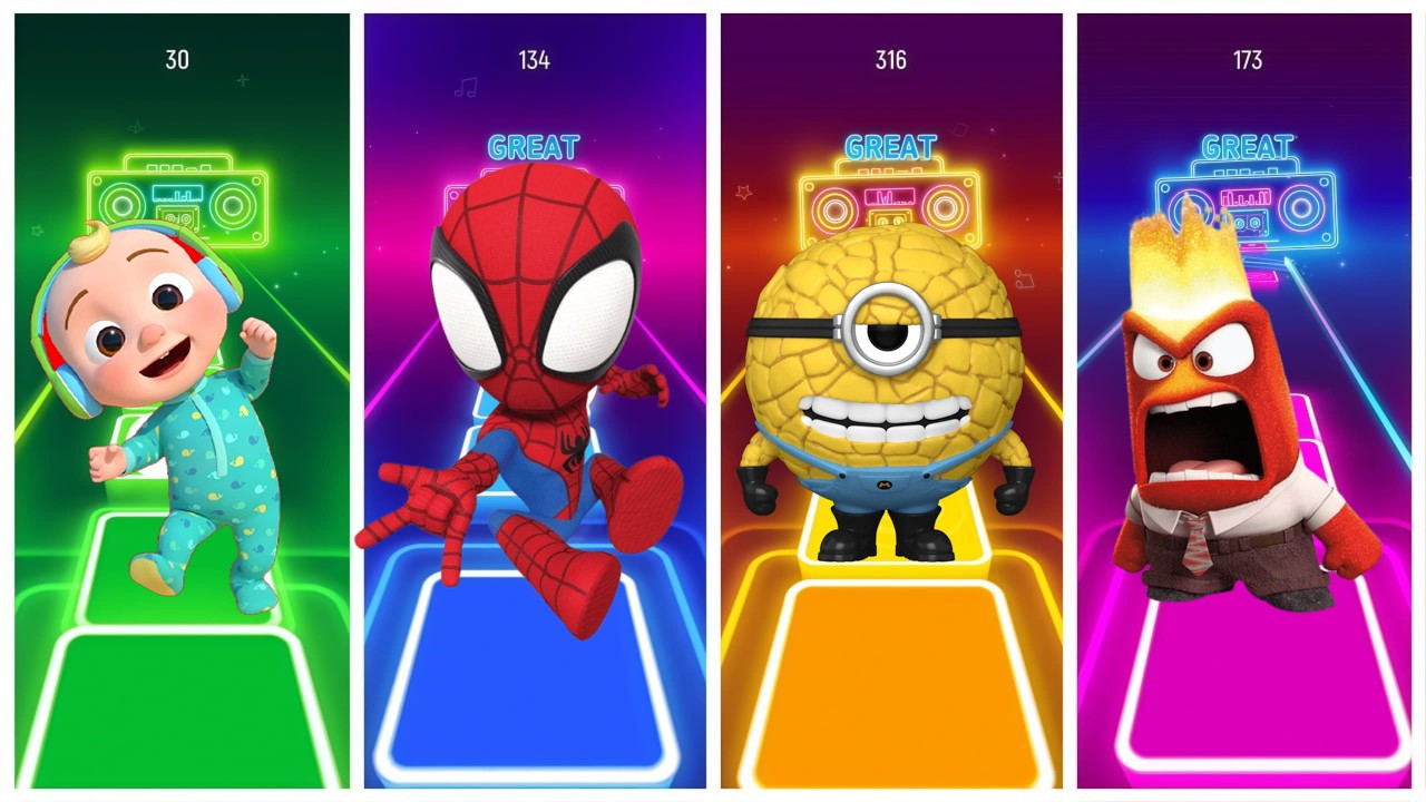 Cartoon Characters Playing The Impossible Tiles Game!