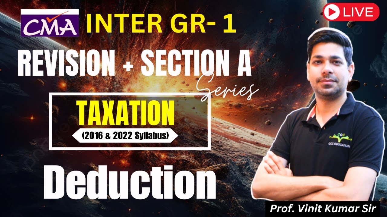 Deduction Revision | Direct Taxation CMA Inter Gr-1 | By Prof. Vinit Kumar
