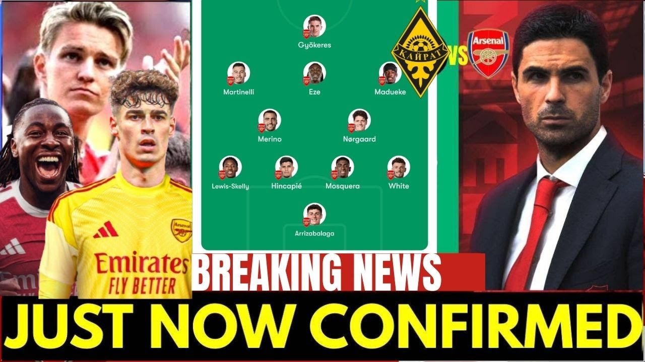 🔴🚨🔥Wow!! ARTETA SHOCKING LINEUP, &Oslash;degaard, Eze, Saka ARSENAL 21 Man Squad Arrived vs KAIRAT in UCL!