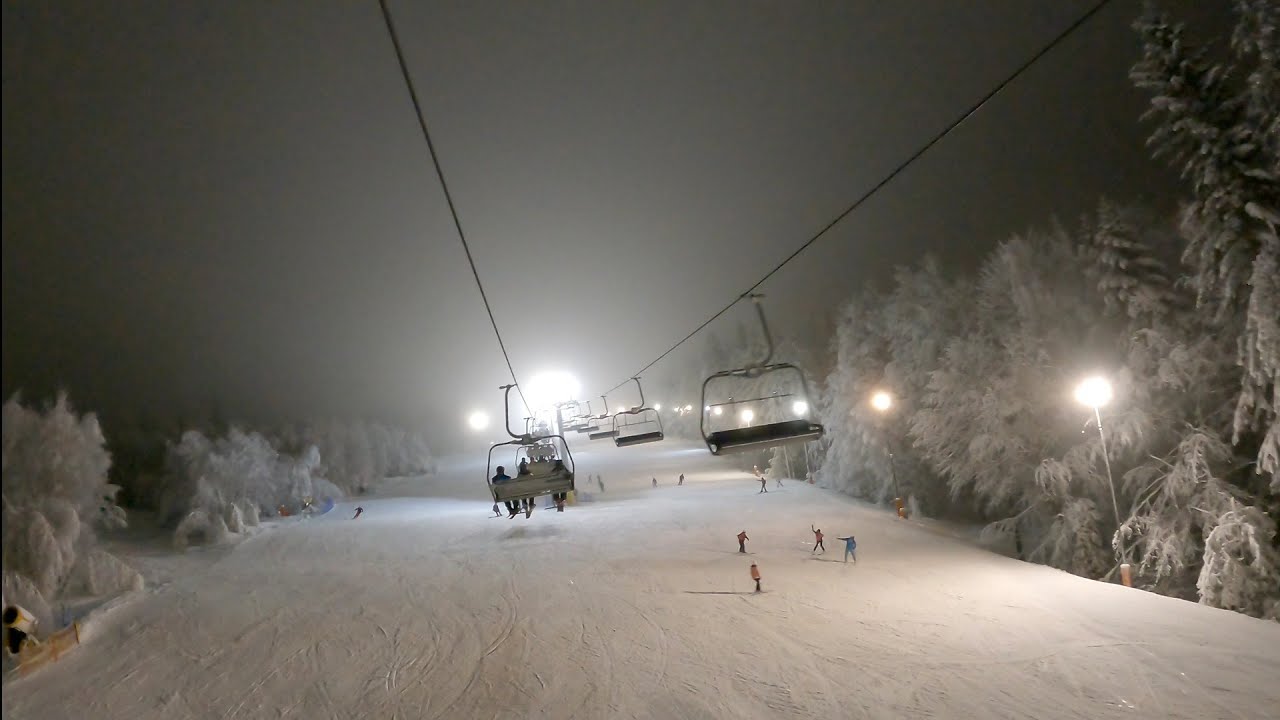 Narty Wisła 2025 Nowa osada wieczorem