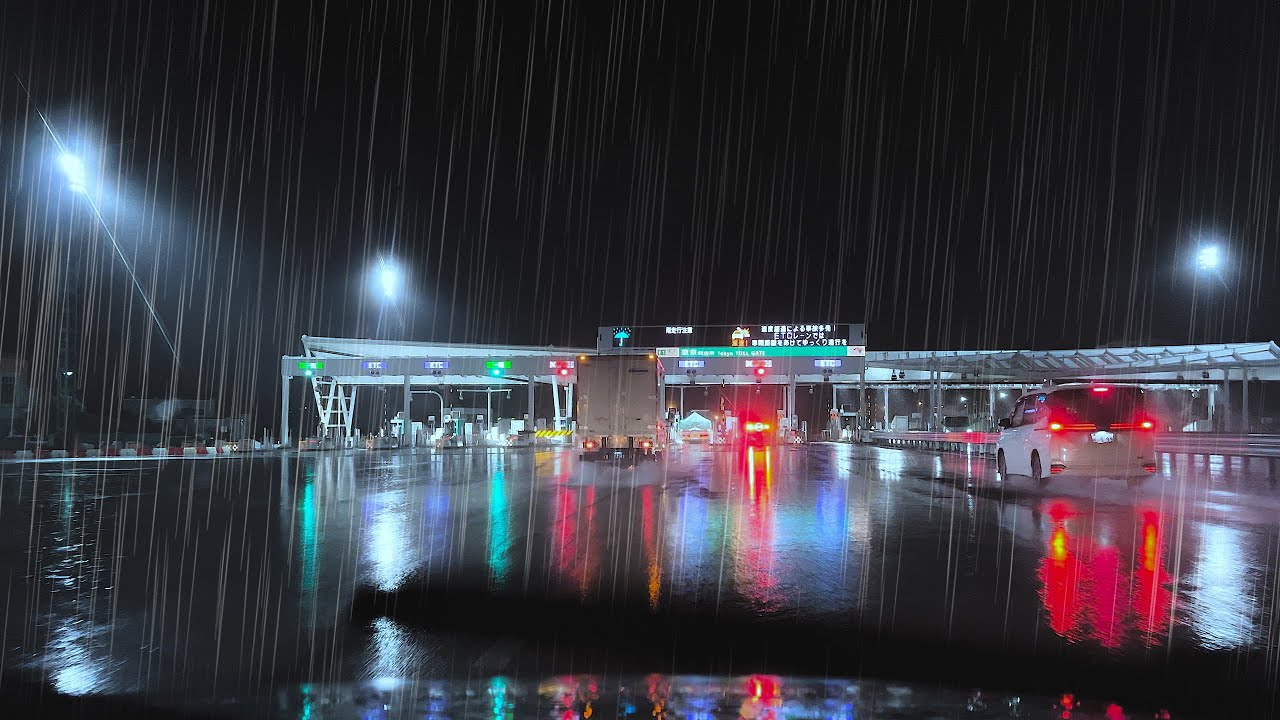 ☔️Driving on the highway from the suburbs to Tokyo in heavy and light rain😴for #Sleep #Work #Study