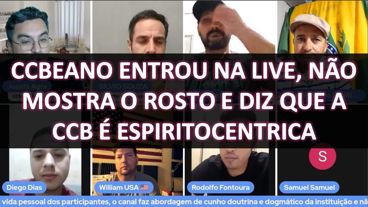 A CCB É ESPIRITUCENTRICA DISSE CCBEANO  NA LIVE