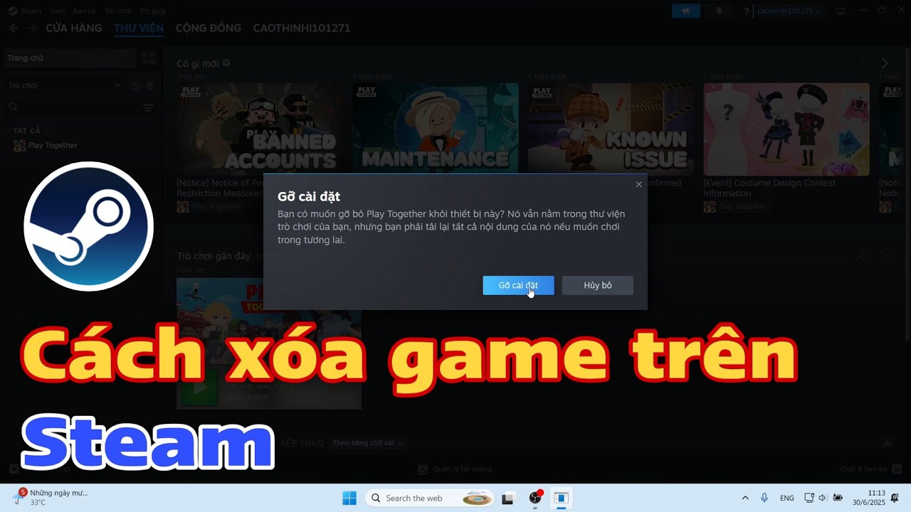 Cách xóa game trên Steam