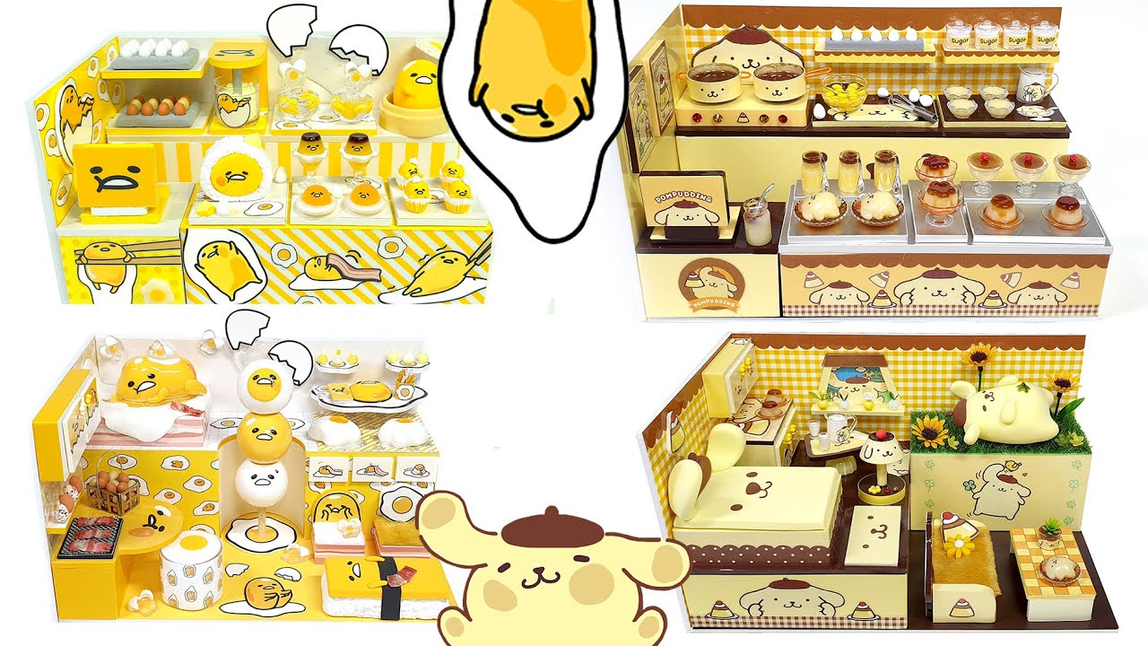 #how Miniature pompompurin vs Gudetama♥ Sario Yellow Character Confrontation♥House vs shop