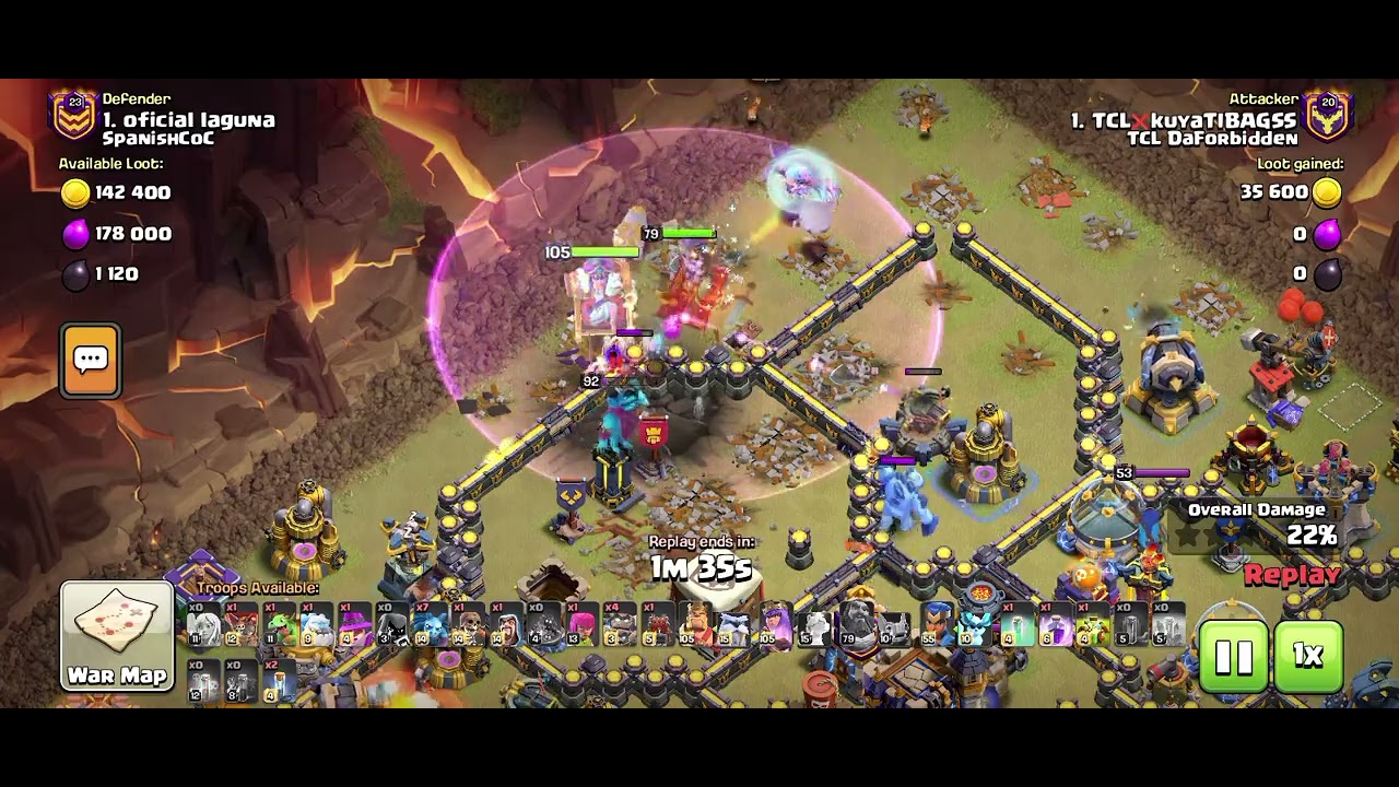 FIRE BALL WARDEN CHARGE with support troops meteor golem and totem spells😱 #ClashOfClans