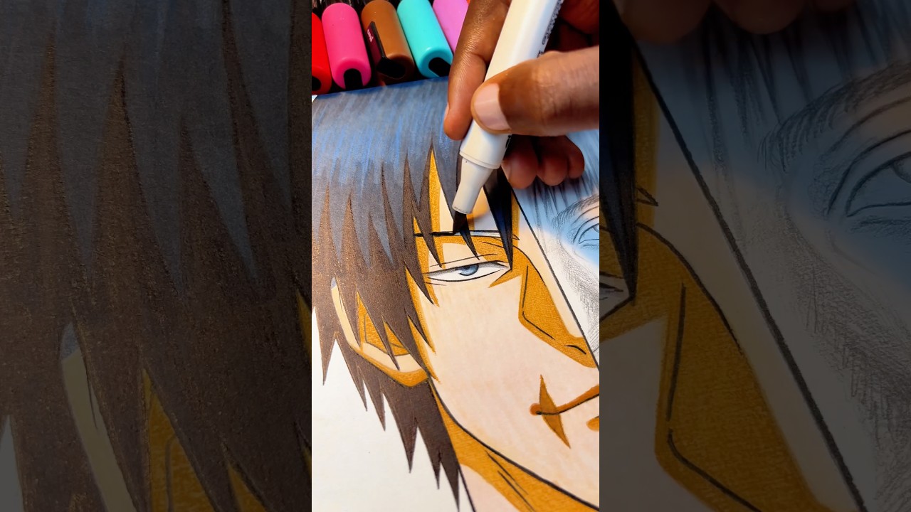 Drawing toji anime vs realism #anime #jjk #art #animedrawing #toji #animevsrealism #fushiguro