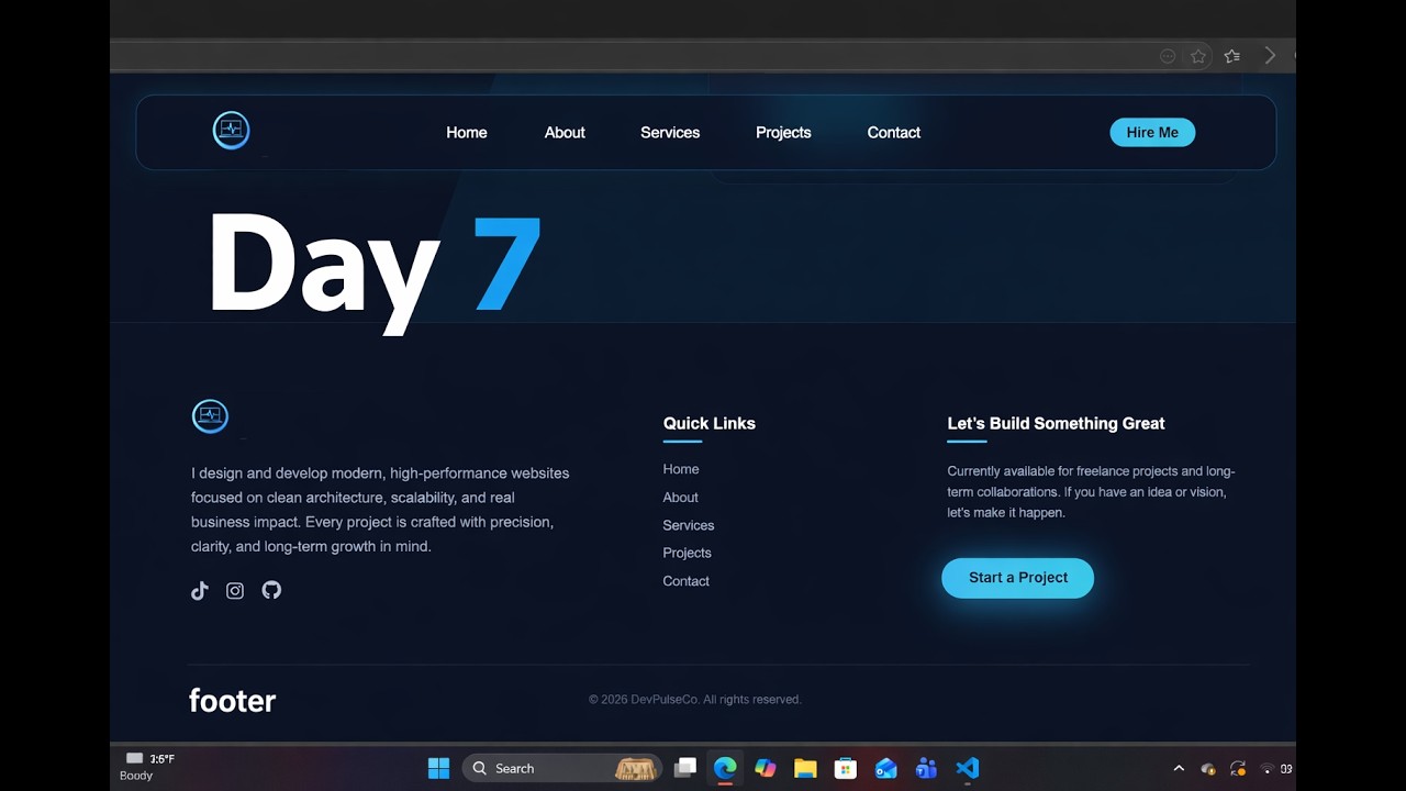 Day 7 of My Web Development Journey – Building a Modern Footer