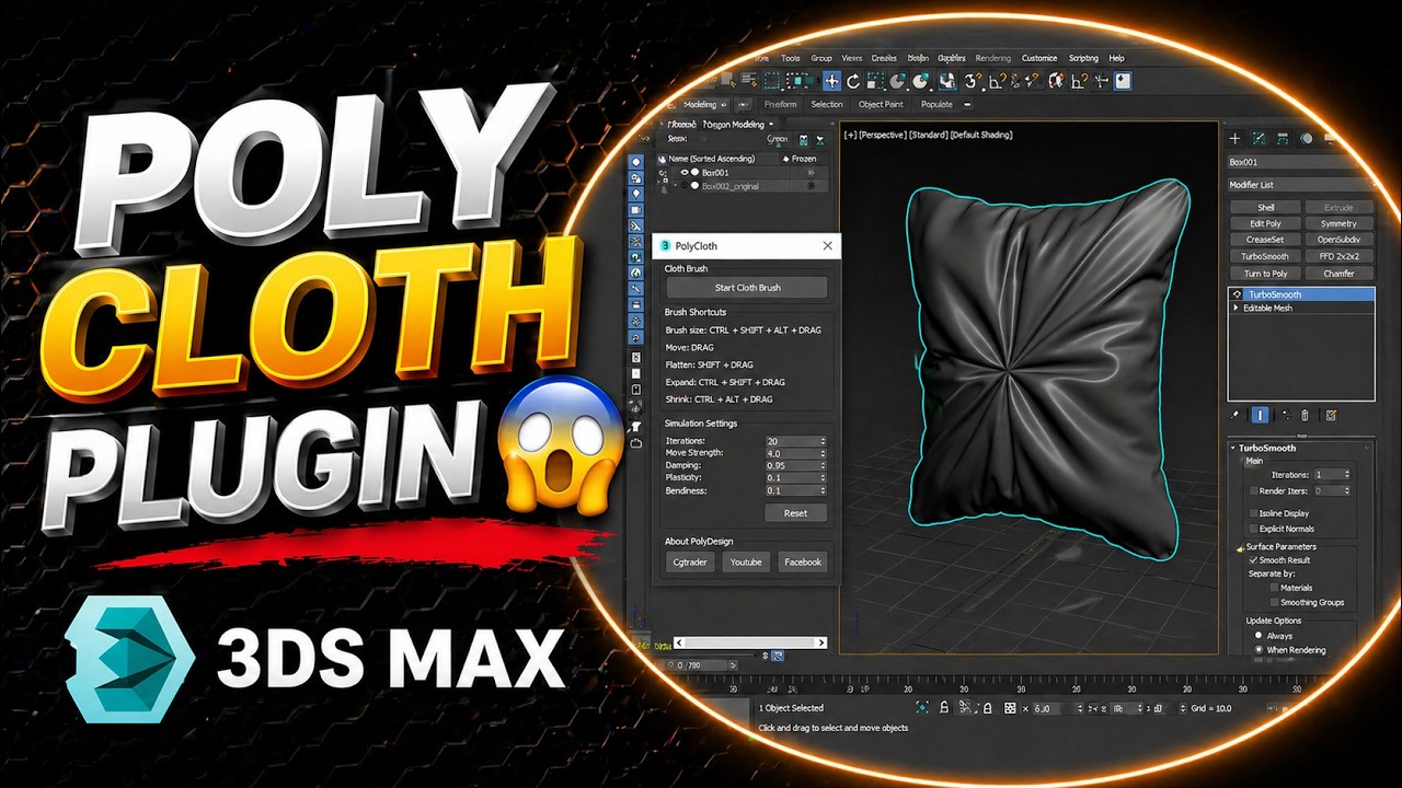 3ds max Tutorial : Cloth Simulation using PolyCloth Plugin