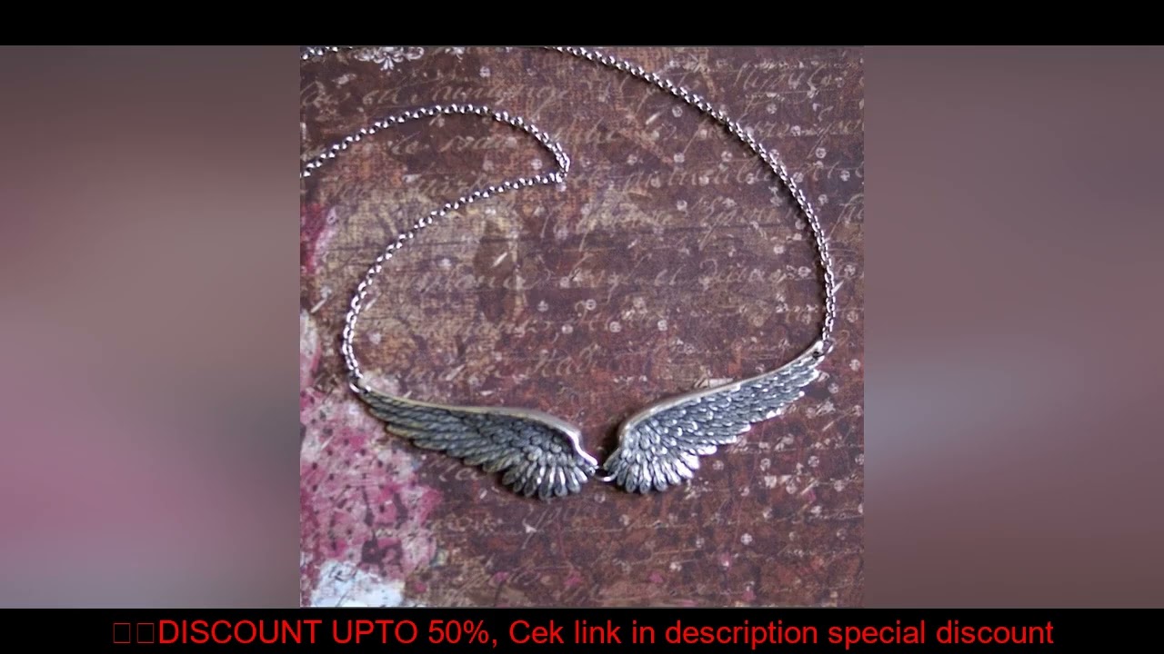 Vintage Angel Wings Feather Choker Big Pendant Aesthetic Link Chains Statement Necklace for Women Co