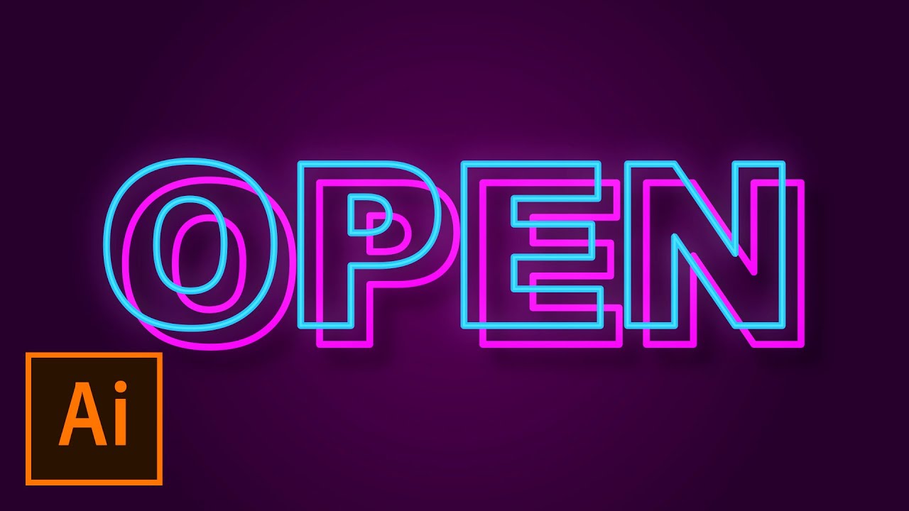 Texto Neón Editable en Adobe Illustrator | Tutorial Diseño Gráfico