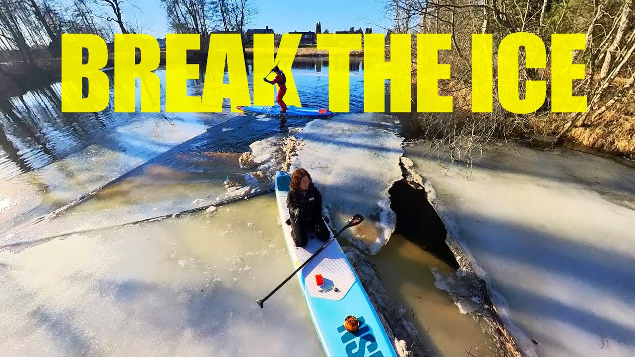 Backyard river opens up with some ice breaking. SUP Paddle Board & Kayak.