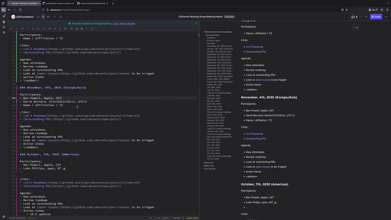 CDEvents Working Group (EMEA/AMERICAS) - Nov 4, 2025