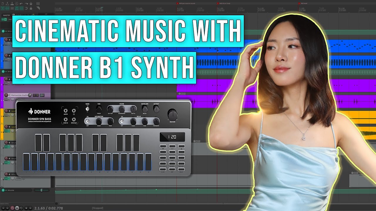 Making a Dynamic Scifi Music with Donner B1 Synth (Review, walkthrough, composing)