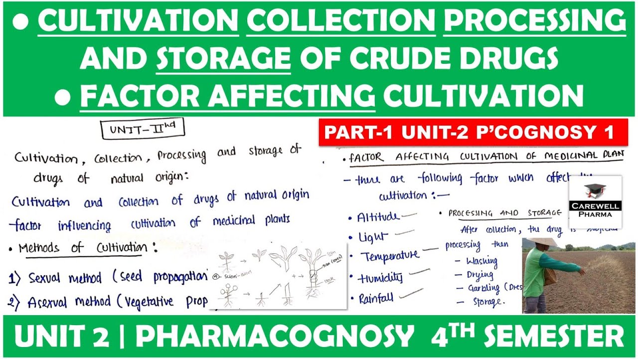 Cultivation Collection Processing and Storage of Crude Drugs | Factor Affecting cultivation| P-1 U-1