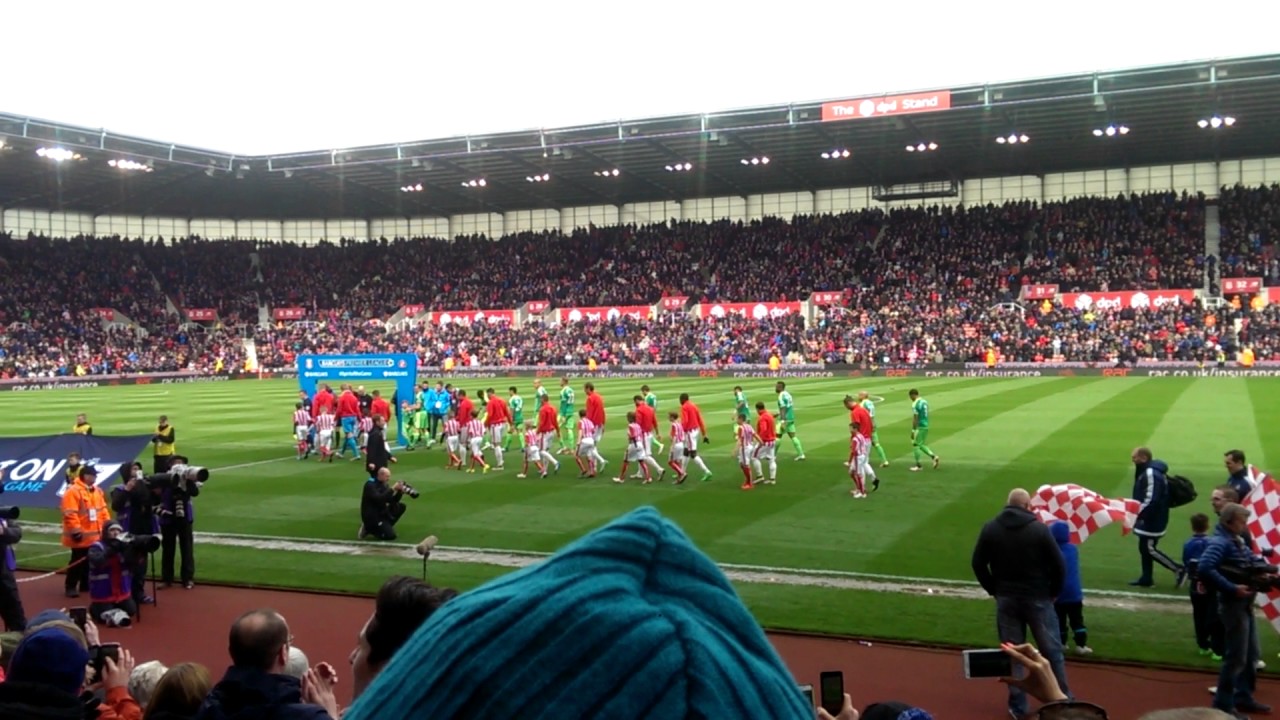 Jacob walking out at Stoke City FC
