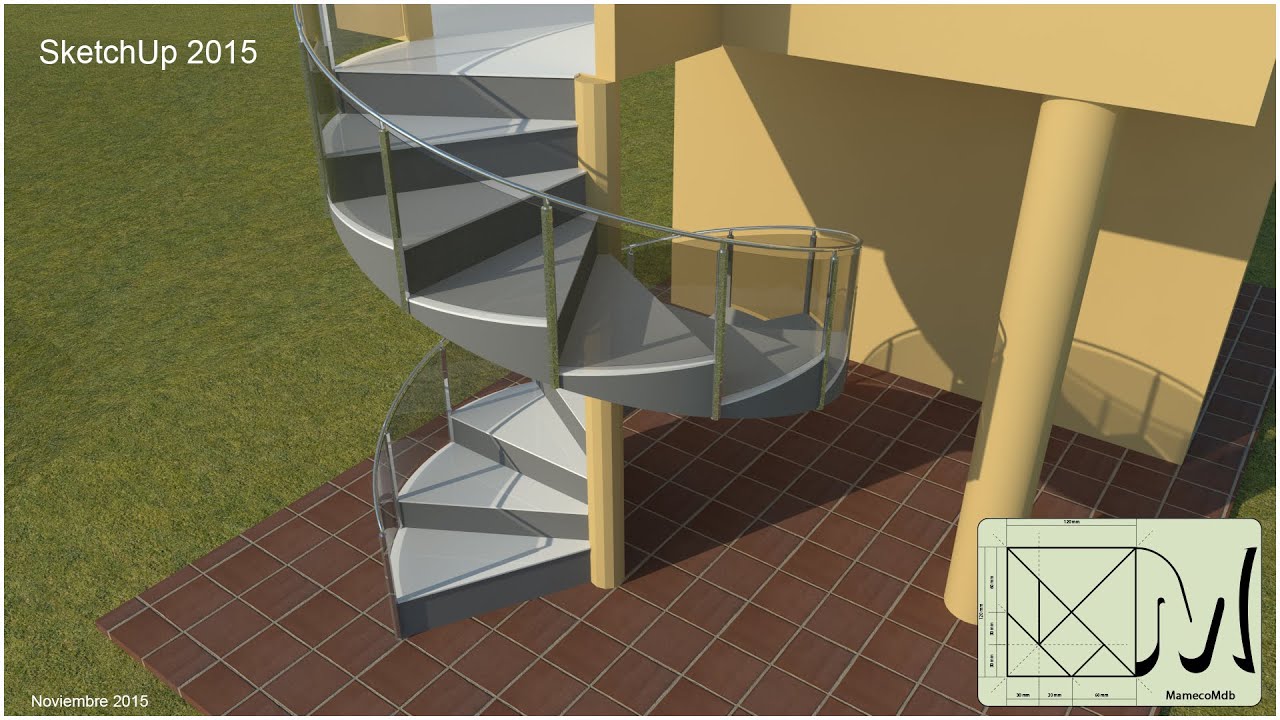SketchUp crear escalera caracol