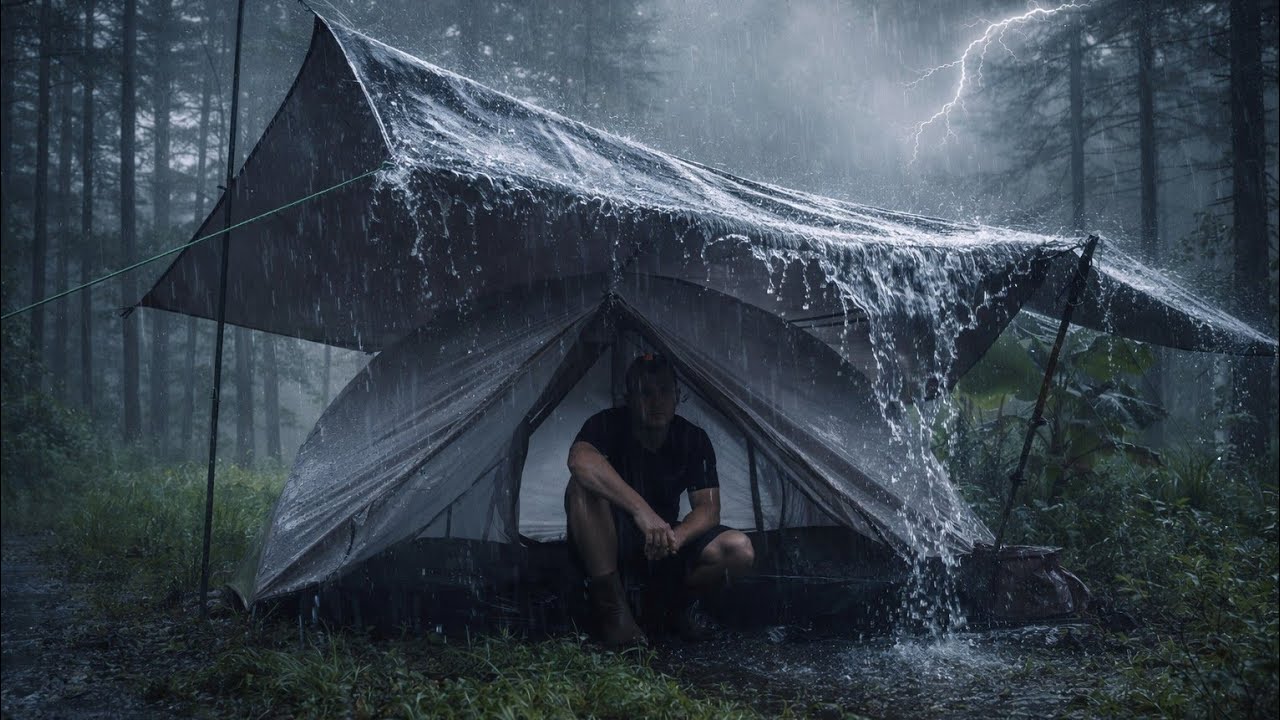 🏕️CAMPING IN SUPER THE RAIN ⛈️ Relaxing in a Warm Tent with the Sound of Rain on the Tent Roof 💯