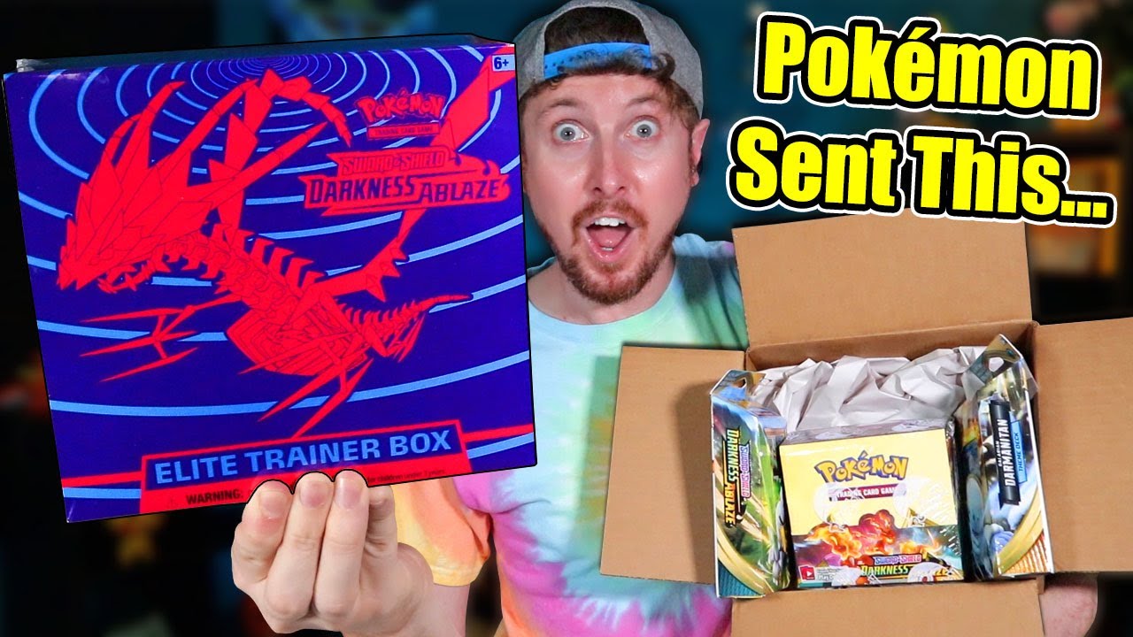 POKEMON COMPANY SENT ME ALL THESE CARDS! Opening Darkness Ablaze Elite Trainer Box & Booster Box