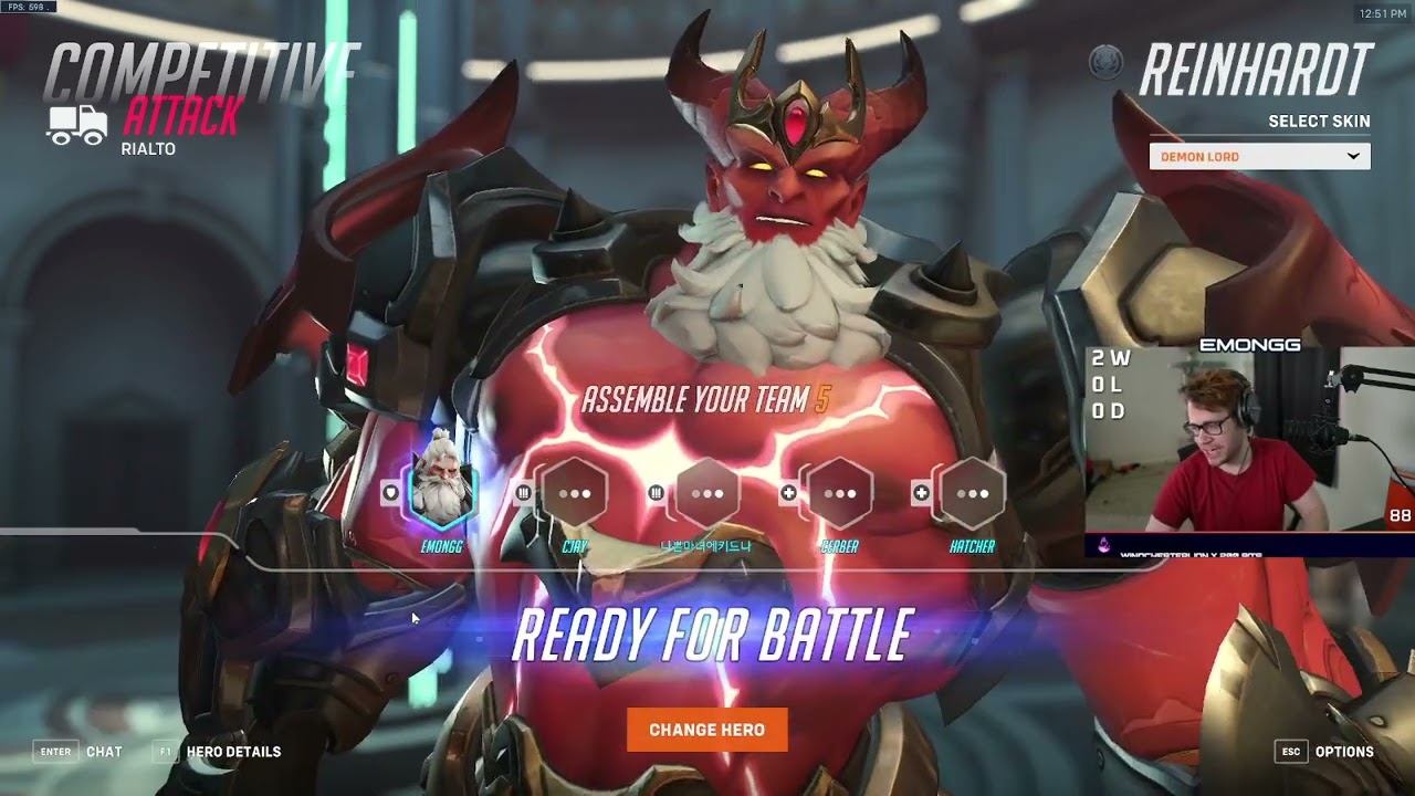 Emongg SIGMA, REINHARDT COMPETITIVE Gameplay! [ OVERWATCH VOD Replays ]