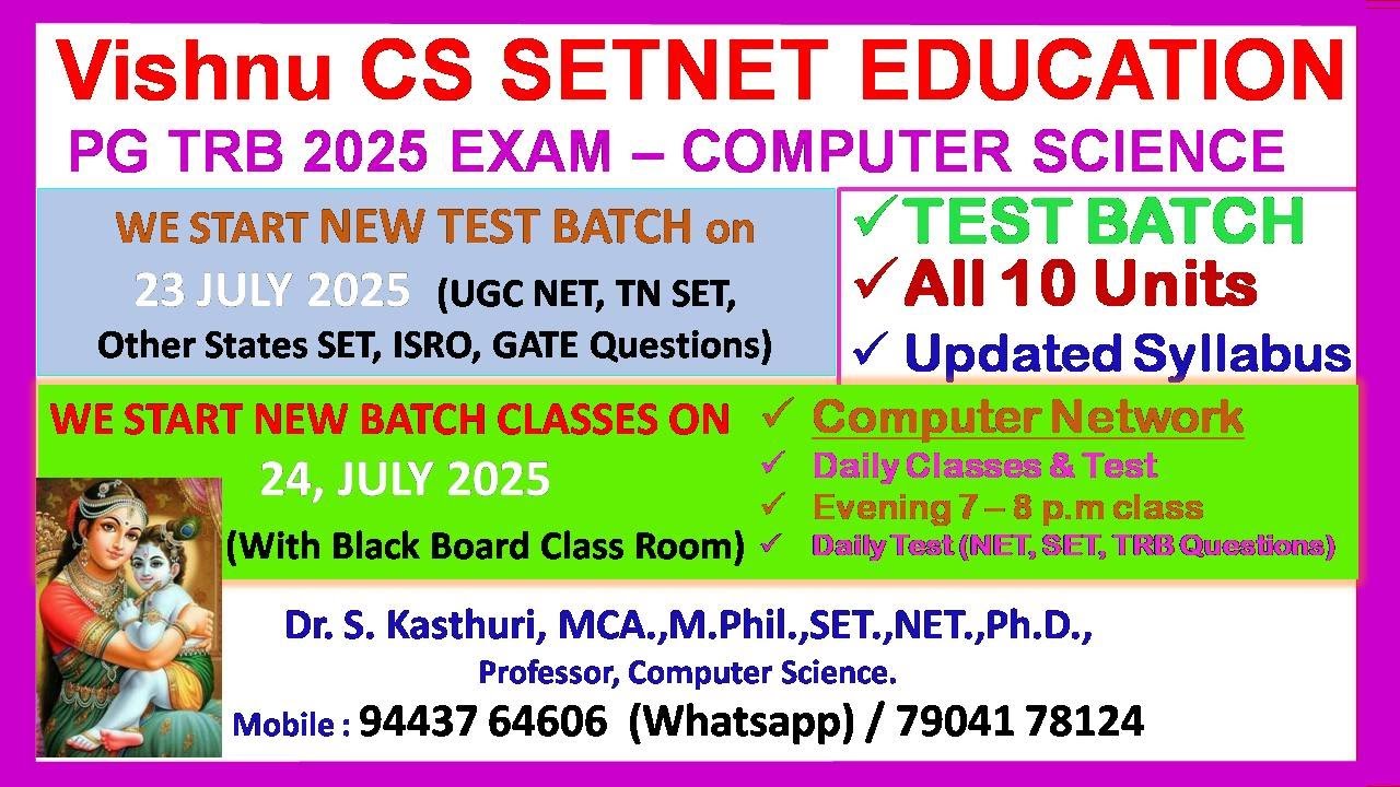 PG TRB CS | Online Class | New Test Batch | UGC NET Exam | TN SET | Computer Network | in Tamil | CS