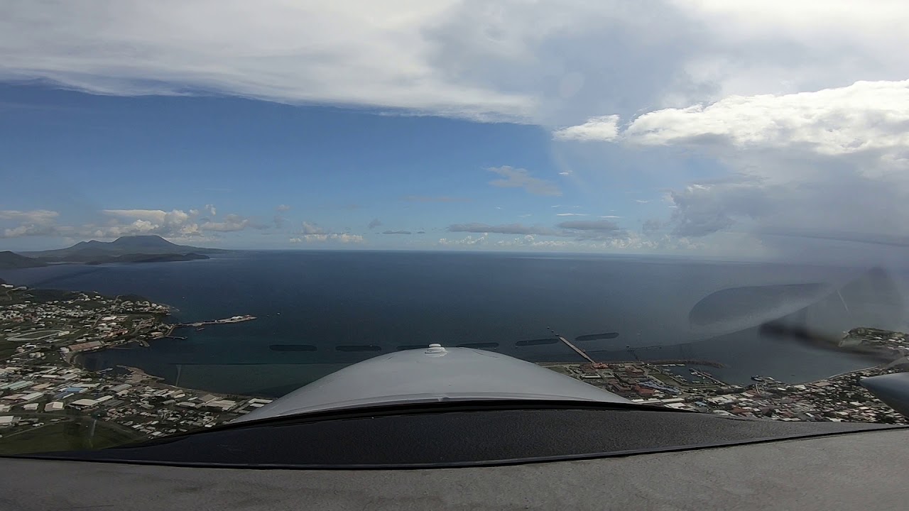 Da42 Twinstar approach and landing at St. Kitts, TKPK. Gopro hero 6 black. Cockpit view.