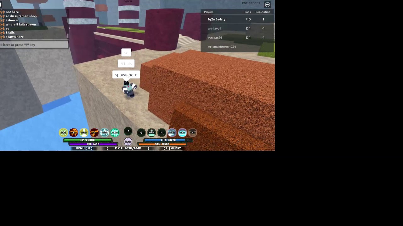 Matatabi (2 tails) and Gyuki (8 tails) spawn location in the cloud village shinobi life 2
