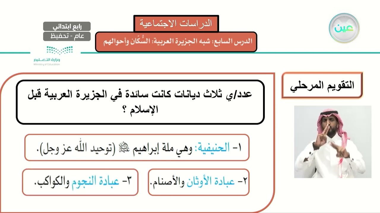 الوحدة السادسة / شبة الجزيرة العربية السكان واحوالهم (1)  - الدراسات الاجتماعية - رابع ابتدائي