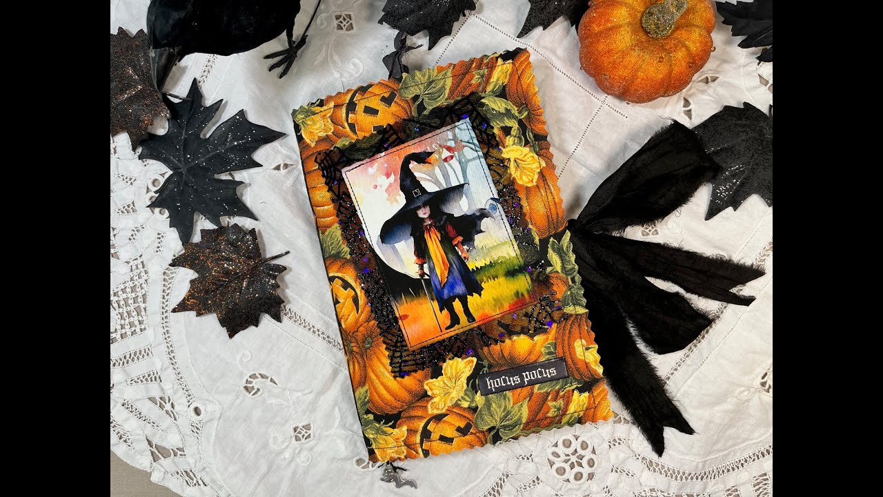 Halloween watercolor themed junk/mixed media art journal