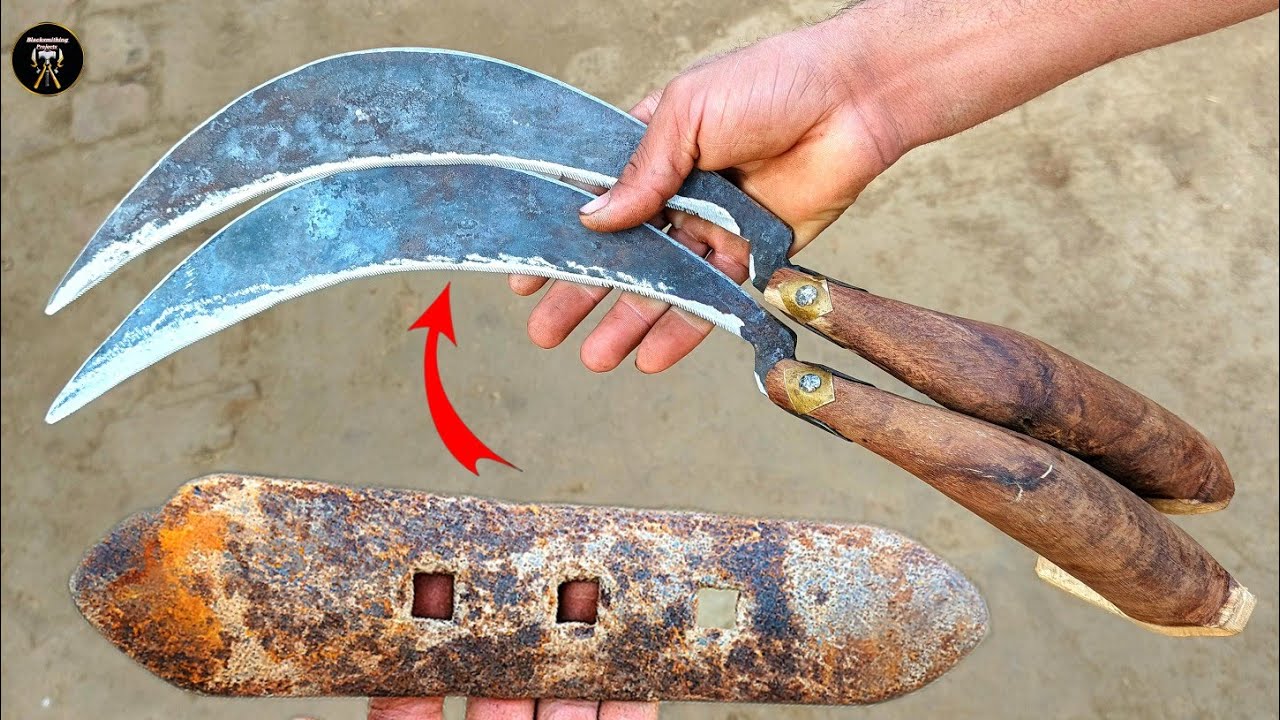 Turning a Rusty Cultivator blade into Two Hand Sickles