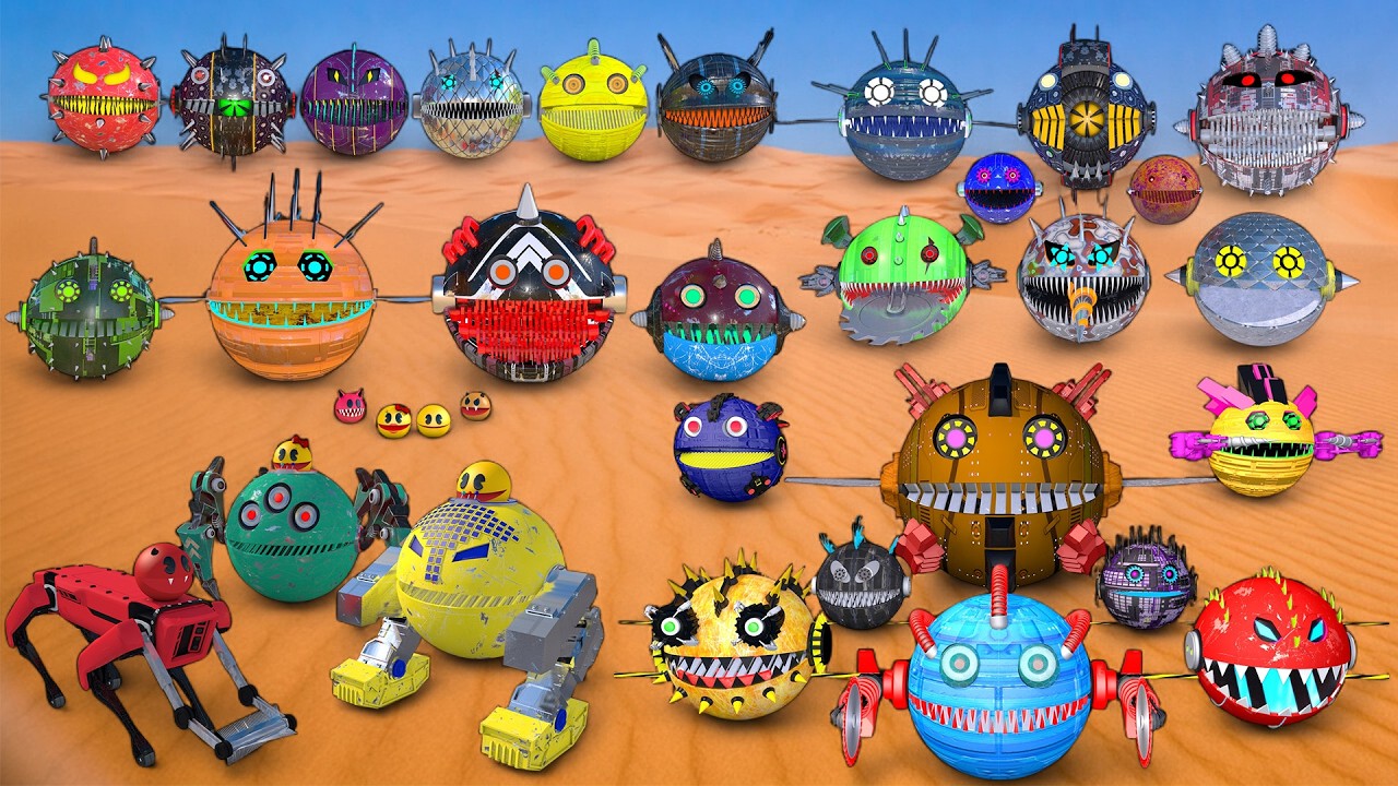 PACMAN 3D Procedural Mechanical Animations | Physics & Rendering Tests #23