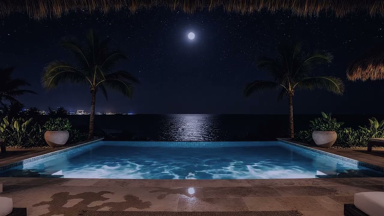 🌙 𝖓𝖎𝖌𝖍𝖙 𝖕𝖔𝖔𝖑 ✦ Penthouse Peace • Soft Ocean Waves for Sleep 8 Hours