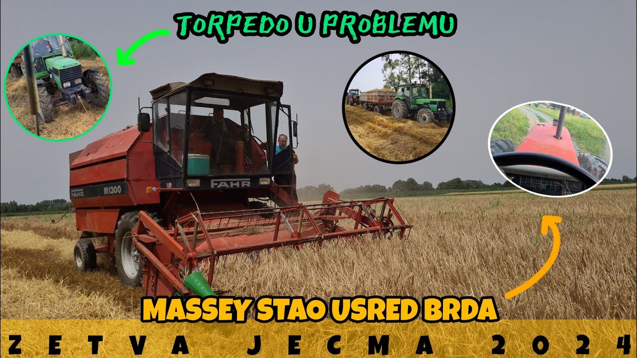 ZETVA JECMA, PRINOS OBECAVA, MASSEY STAO USRED BRDA SA DVIJE PRIKOLICE /AGROVLOG/ #58