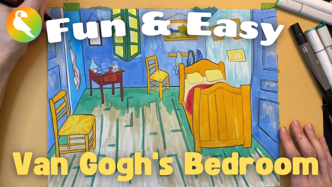 How to Draw Vincent Van Gogh’s Bedroom | For kids & teachers