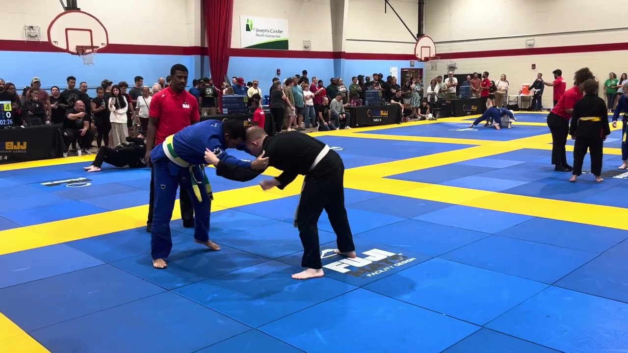 Fireman's Carry Throw And Submission In BJJ White Belt Match